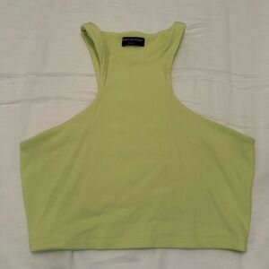 Naked Wardrobe Light Green Sleeveless Crop Top